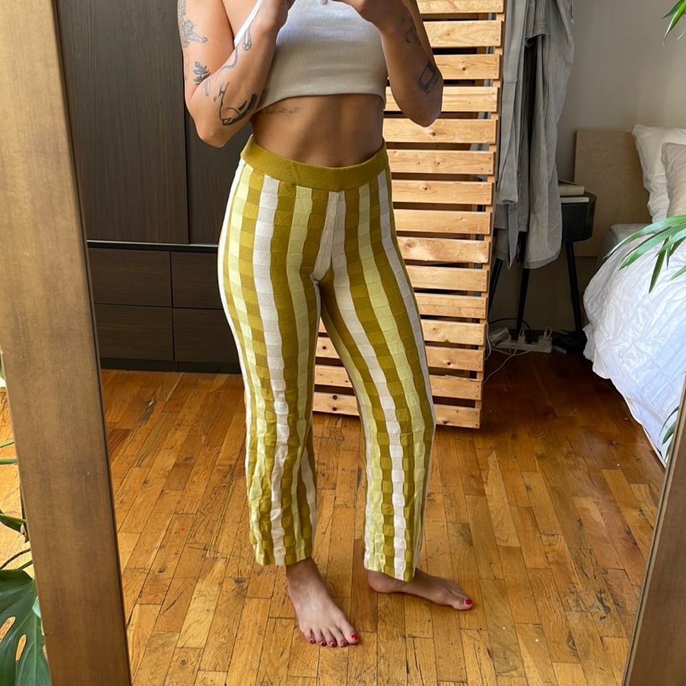 Backbeat Co Comfy Yellow Striped knit trousers size xs/small
